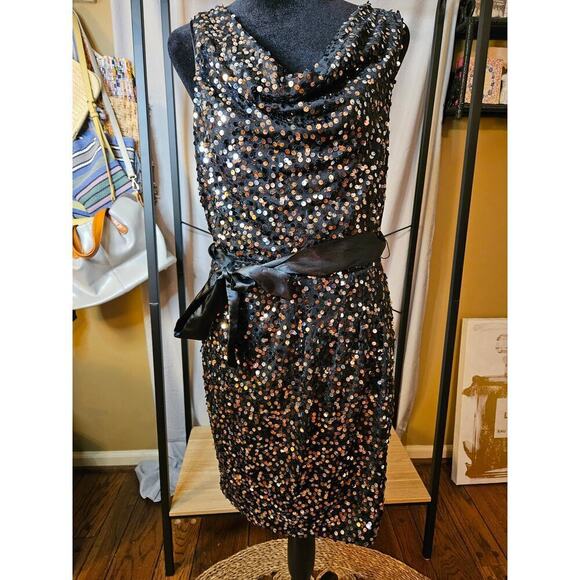 Bisou Bisou Sequenced Black Mini Dress Size 4 - Picture 5 of 9